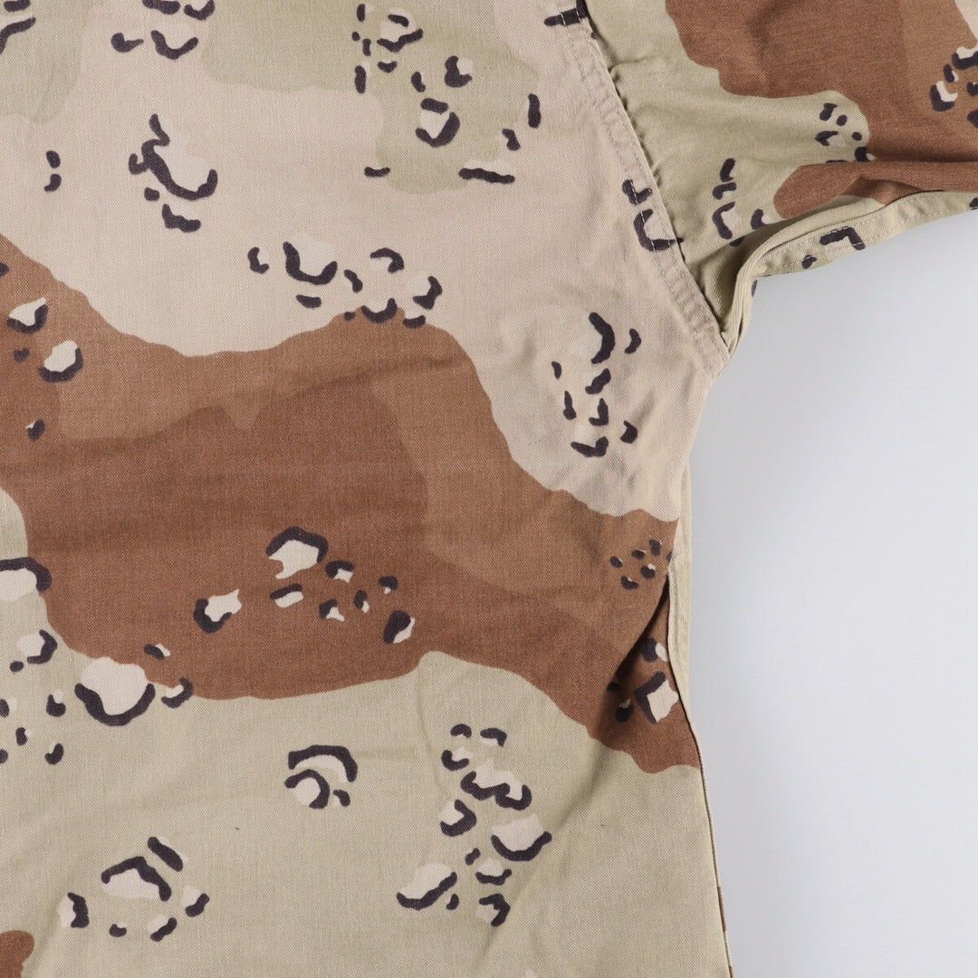 1990'S US Military 6C Desert Chocolate Chip Camo BDU Military Jacket, Made in USA, Medium-Short, Men's Size M, Vintage cotton beige type brown Vintage Second Hand