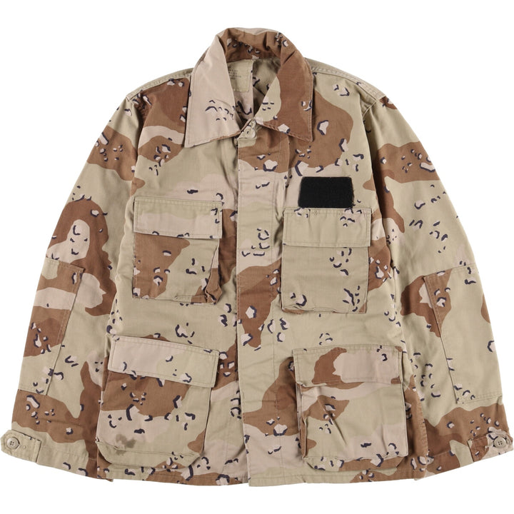 1980'S US Military 6C Desert Chocolate Chip Camo BDU Military Jacket, Made in USA, Small-Short, Men's Size Small, Vintage cotton beige type brown Vintage Second Hand