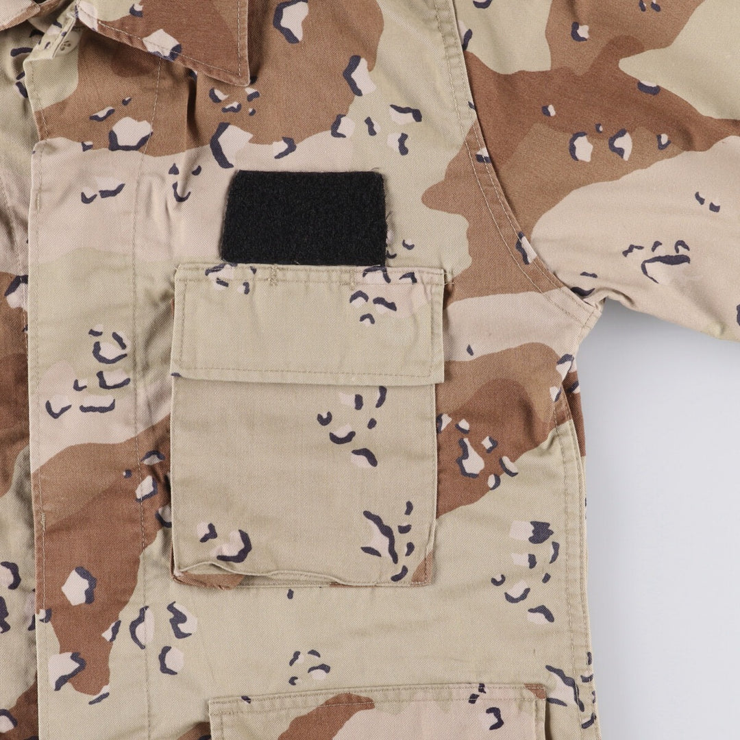 1980'S US Military 6C Desert Chocolate Chip Camo BDU Military Jacket, Made in USA, Small-Short, Men's Size Small, Vintage cotton beige type brown Vintage Second Hand