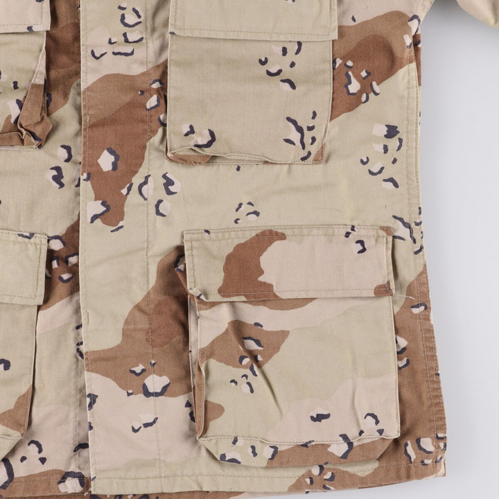 1980'S US Military 6C Desert Chocolate Chip Camo BDU Military Jacket, Made in USA, Small-Short, Men's Size Small, Vintage cotton beige type brown Vintage Second Hand