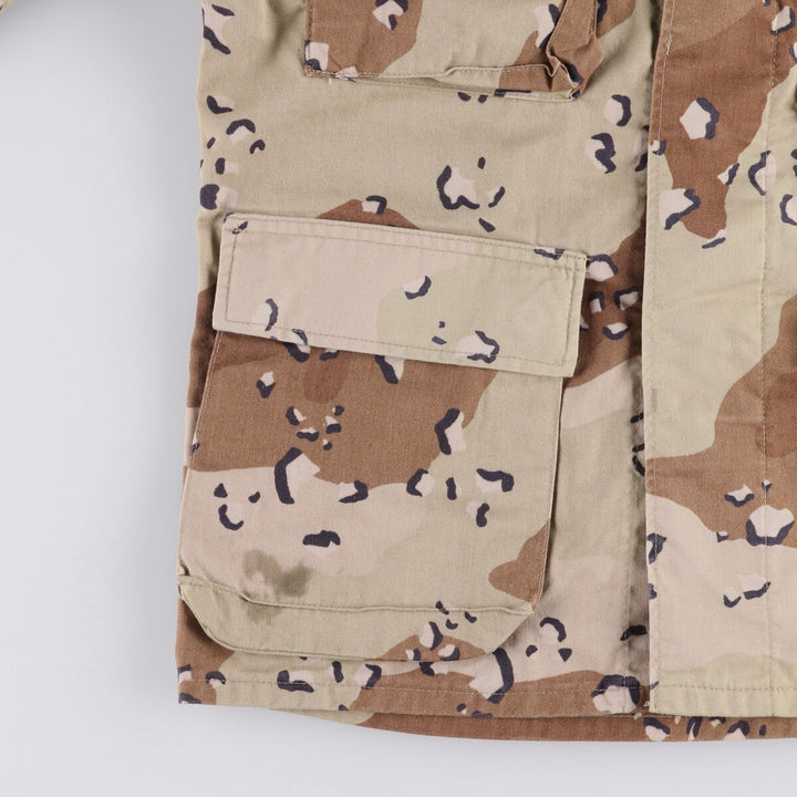 1980'S US Military 6C Desert Chocolate Chip Camo BDU Military Jacket, Made in USA, Small-Short, Men's Size Small, Vintage cotton beige type brown Vintage Second Hand