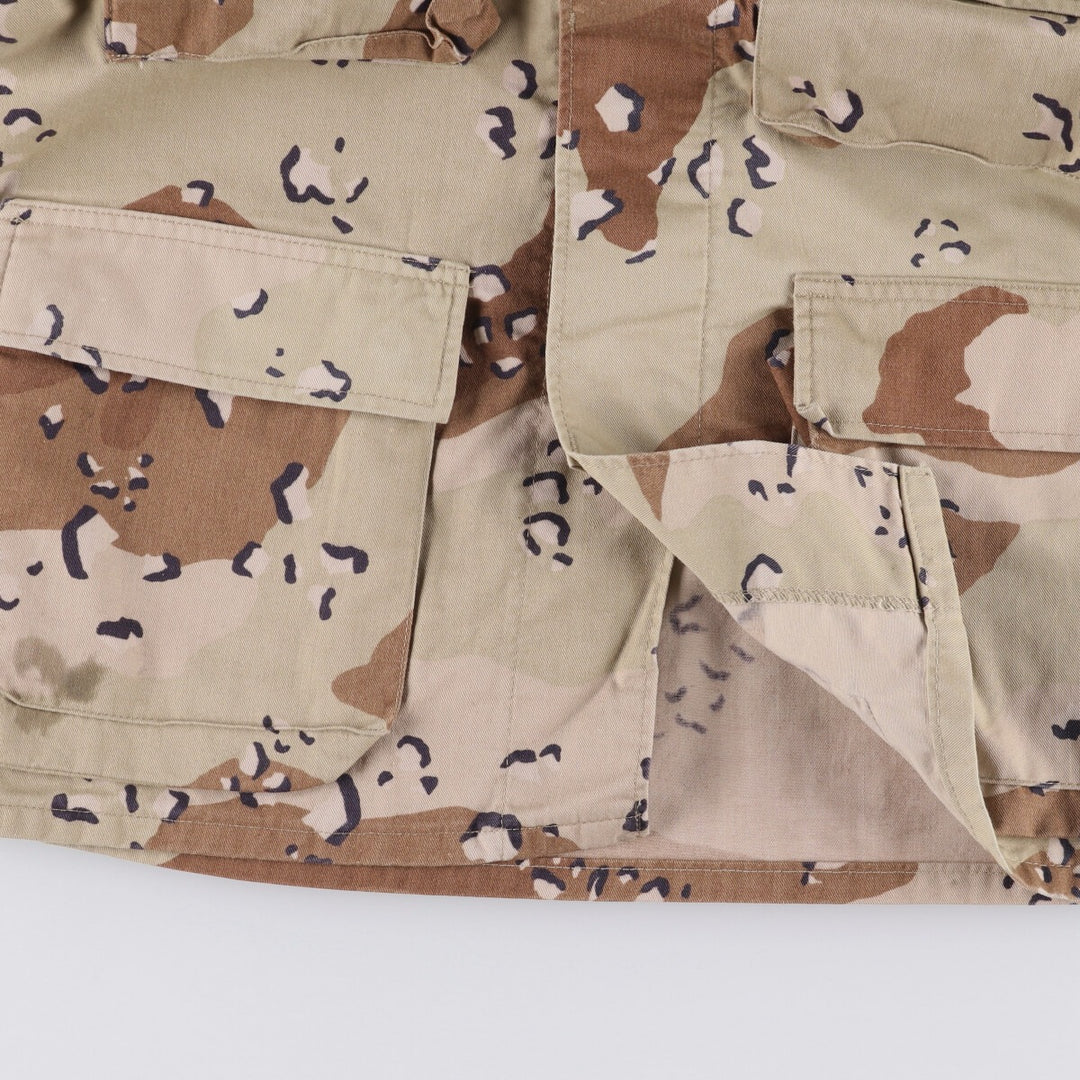 1980'S US Military 6C Desert Chocolate Chip Camo BDU Military Jacket, Made in USA, Small-Short, Men's Size Small, Vintage cotton beige type brown Vintage Second Hand