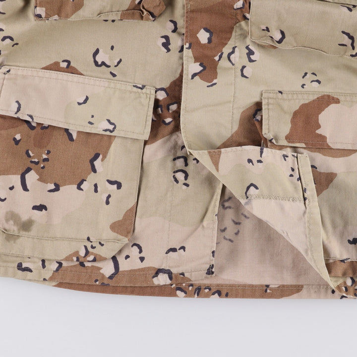 1980'S US Military 6C Desert Chocolate Chip Camo BDU Military Jacket, Made in USA, Small-Short, Men's Size Small, Vintage cotton beige type brown Vintage Second Hand
