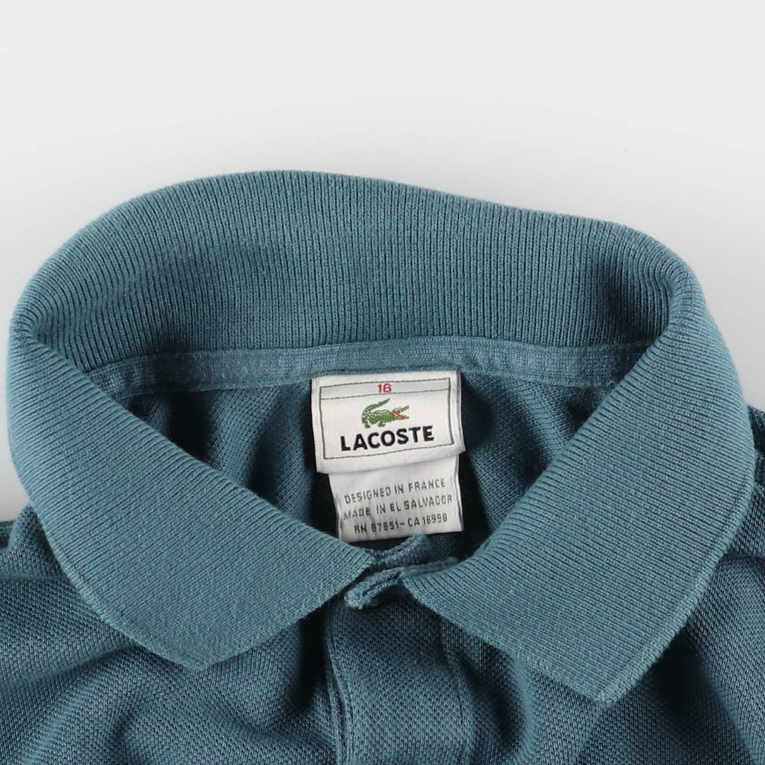 Lacoste short-sleeved polo shirt, size 16, women's size M cotton turquoise blue Vintage Second Hand
