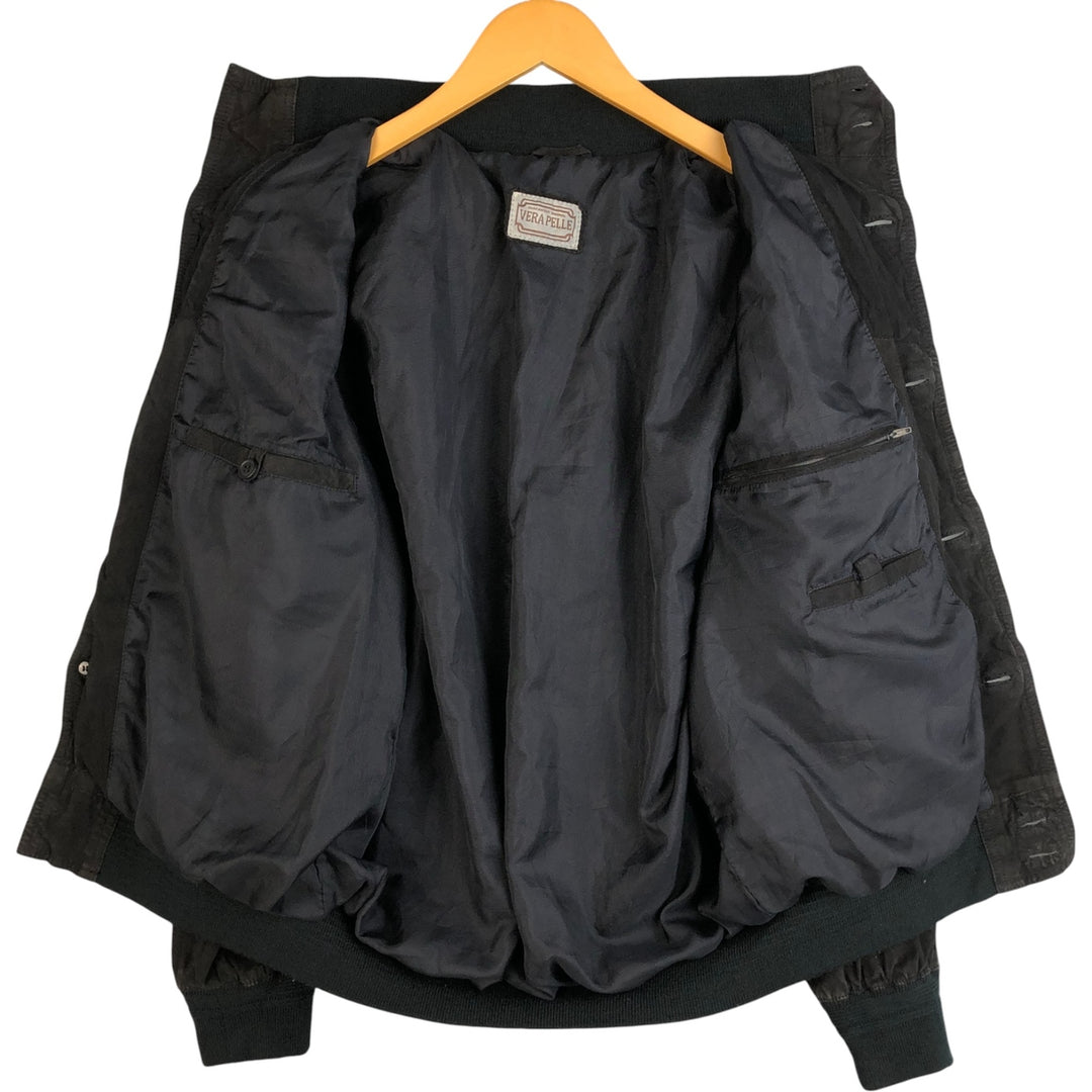 VERA PELLE Suede Leather Blouson, Men's Size L genuine leather black type Vintage Second Hand