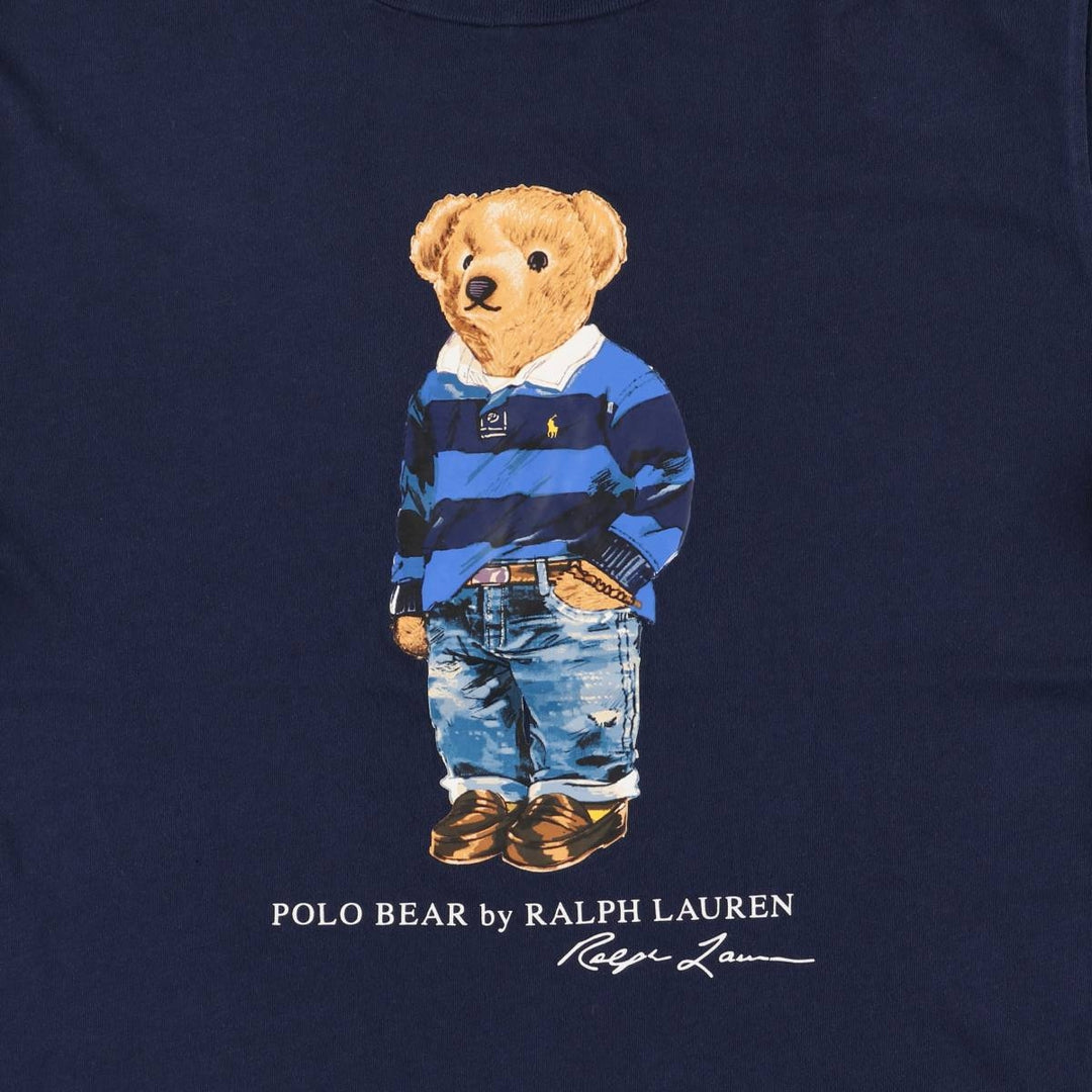 Ralph Lauren POLO RALPH LAUREN Polo Bear short-sleeved printed T-shirt, women's size L cotton navy blue type Vintage Second Hand