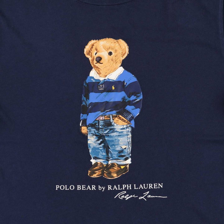 Ralph Lauren POLO RALPH LAUREN Polo Bear short-sleeved printed T-shirt, women's size L cotton navy blue type Vintage Second Hand