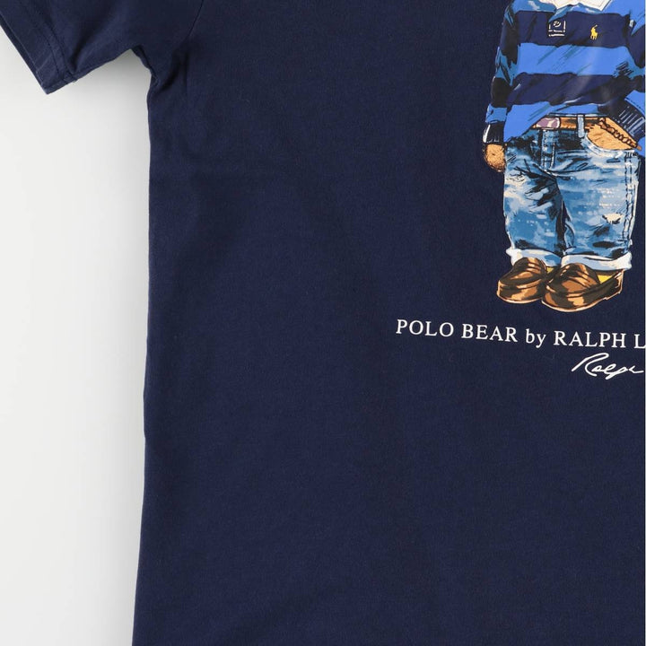 Ralph Lauren POLO RALPH LAUREN Polo Bear short-sleeved printed T-shirt, women's size L cotton navy blue type Vintage Second Hand