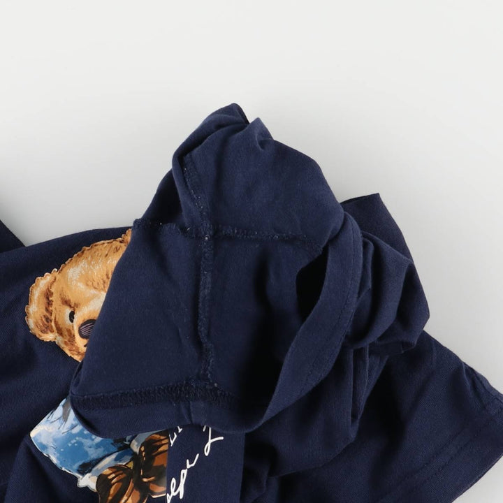 Ralph Lauren POLO RALPH LAUREN Polo Bear short-sleeved printed T-shirt, women's size L cotton navy blue type Vintage Second Hand