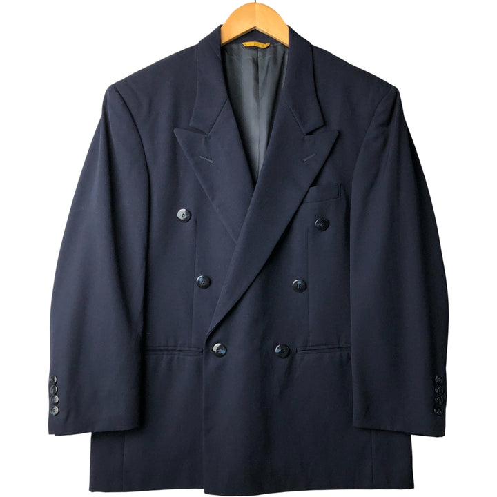 KUPPENHEIMER Premier Edition Double-Breasted Peak Lapel Wool Tailored Jacket, Made in USA, Men's Size Medium wool navy blue type Vintage Second Hand