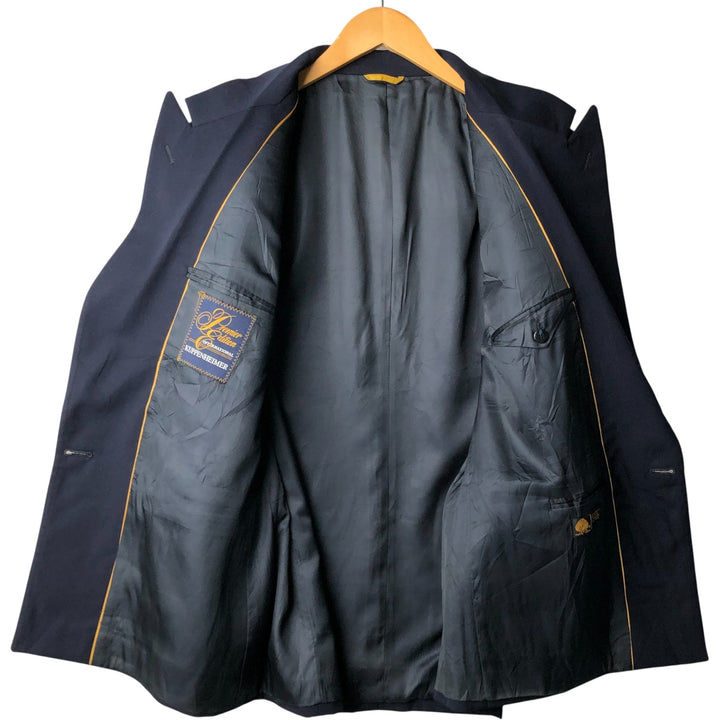 KUPPENHEIMER Premier Edition Double-Breasted Peak Lapel Wool Tailored Jacket, Made in USA, Men's Size Medium wool navy blue type Vintage Second Hand