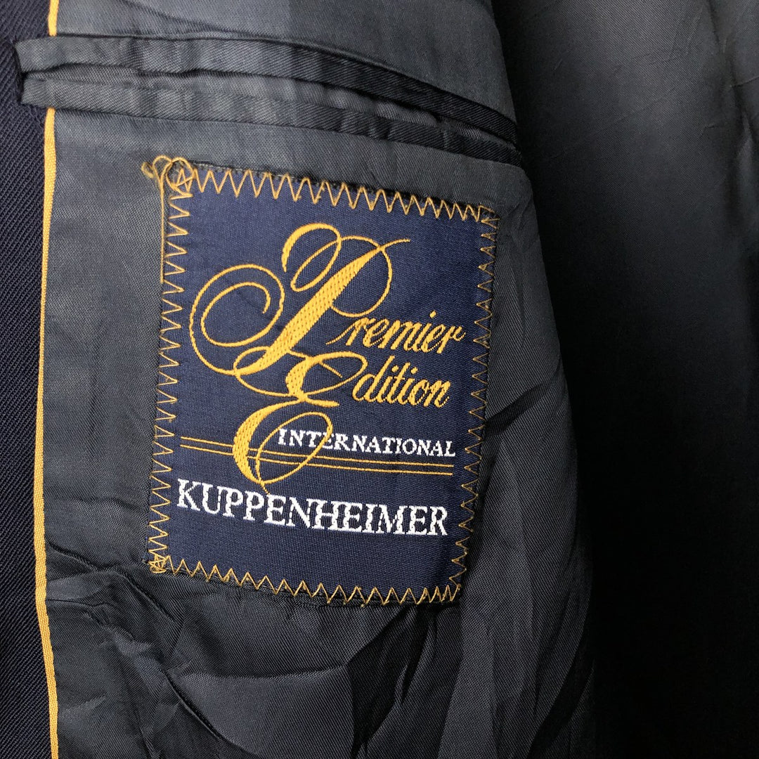 KUPPENHEIMER Premier Edition Double-Breasted Peak Lapel Wool Tailored Jacket, Made in USA, Men's Size Medium wool navy blue type Vintage Second Hand