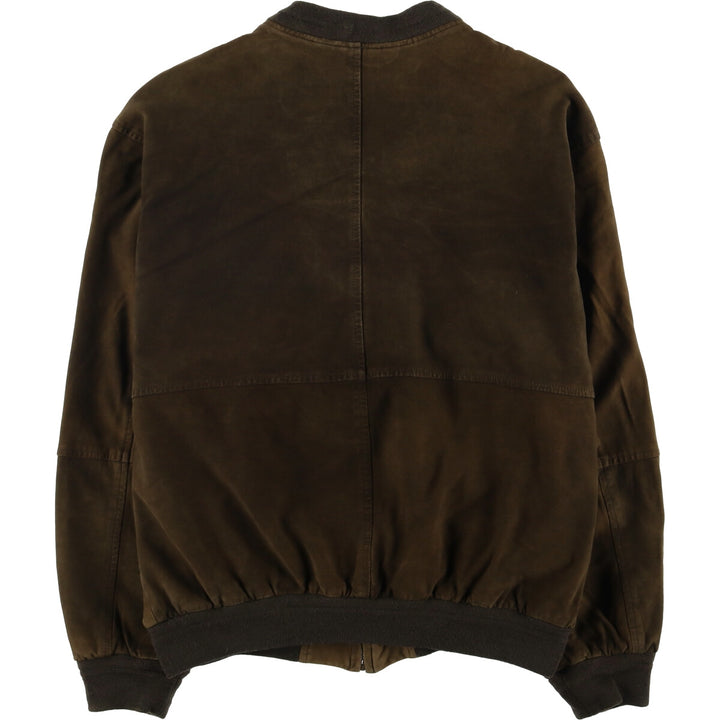 itallo suede leather blouson, men's size L genuine leather brown type Vintage Second Hand