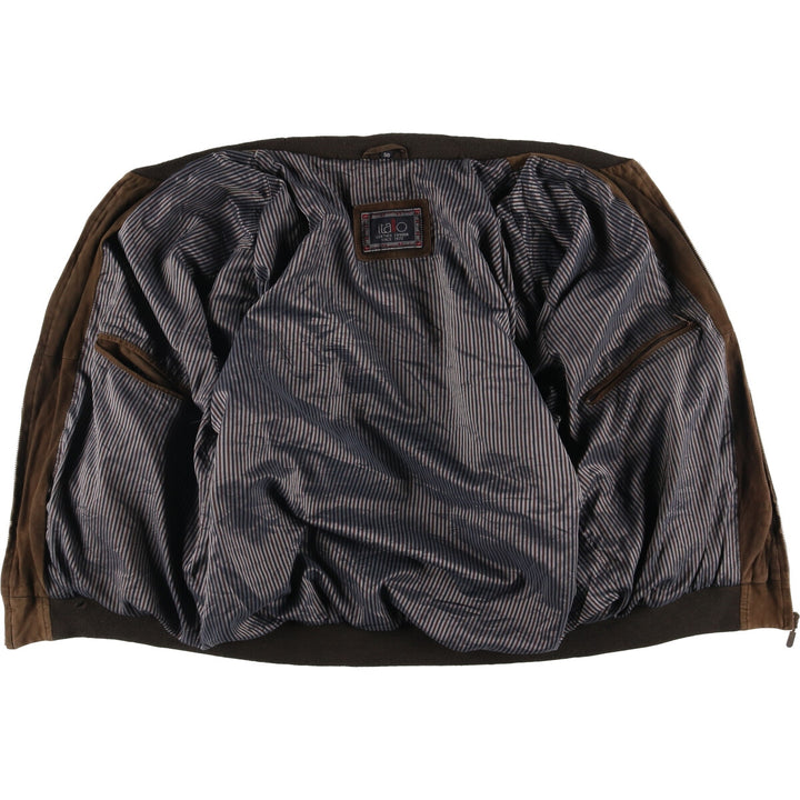 itallo suede leather blouson, men's size L genuine leather brown type Vintage Second Hand