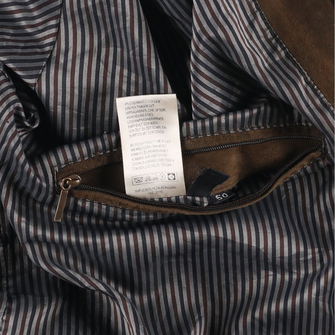 itallo suede leather blouson, men's size L genuine leather brown type Vintage Second Hand