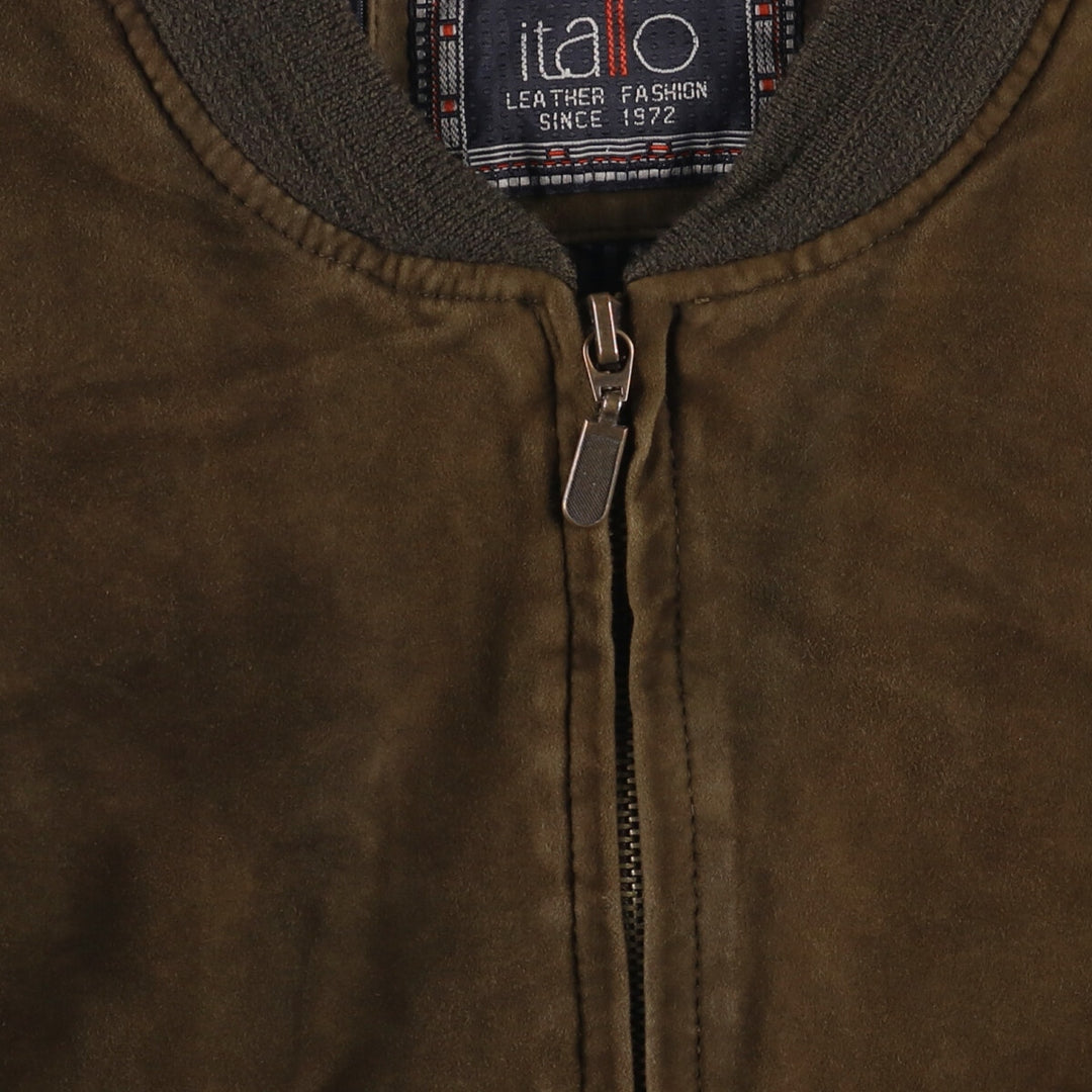 itallo suede leather blouson, men's size L genuine leather brown type Vintage Second Hand