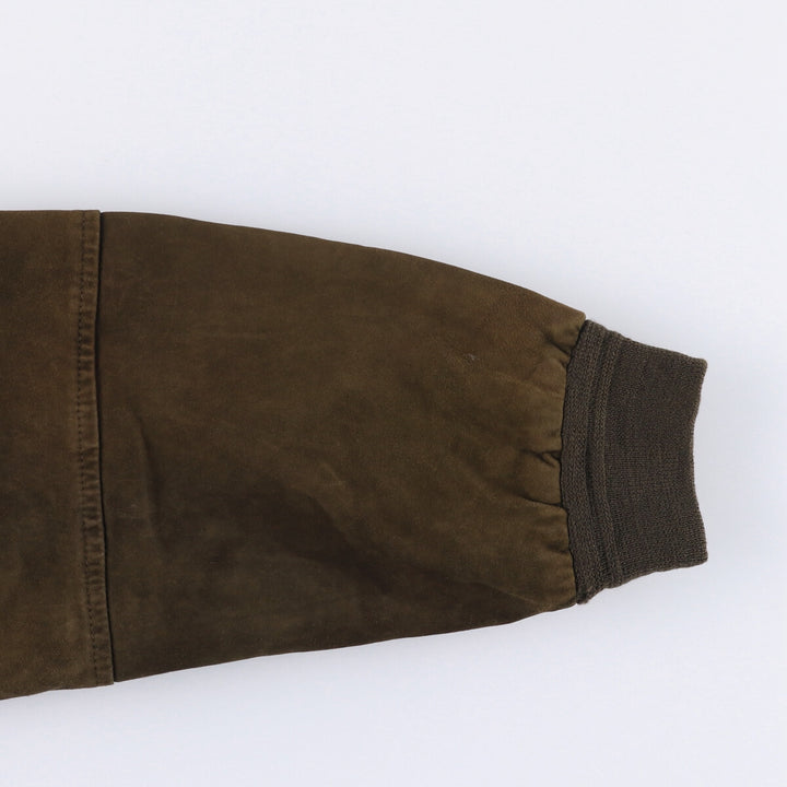 itallo suede leather blouson, men's size L genuine leather brown type Vintage Second Hand
