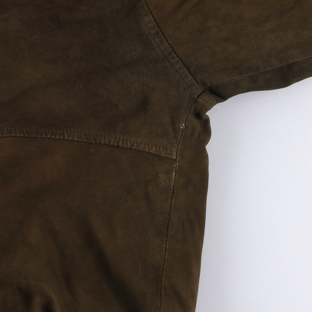 itallo suede leather blouson, men's size L genuine leather brown type Vintage Second Hand