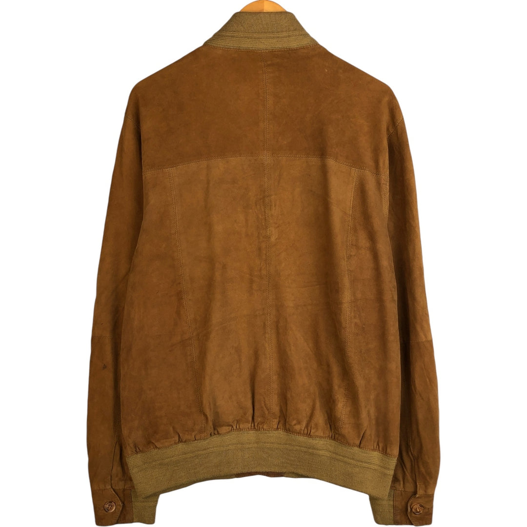 itallo suede leather blouson, men's size L genuine leather ocher yellow type Vintage Second Hand