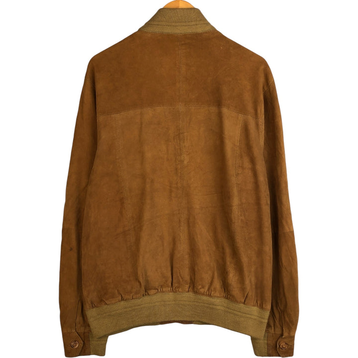 itallo suede leather blouson, men's size L genuine leather ocher yellow type Vintage Second Hand