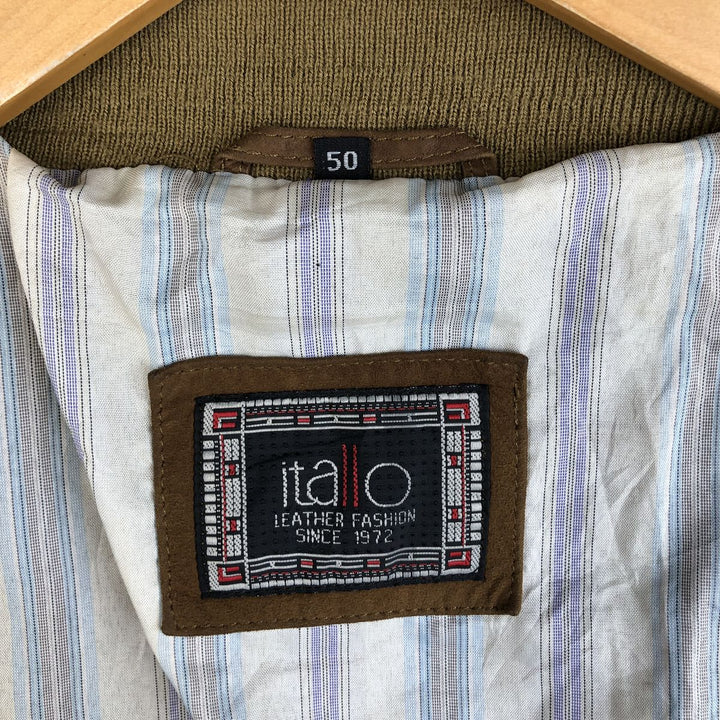itallo suede leather blouson, men's size L genuine leather ocher yellow type Vintage Second Hand