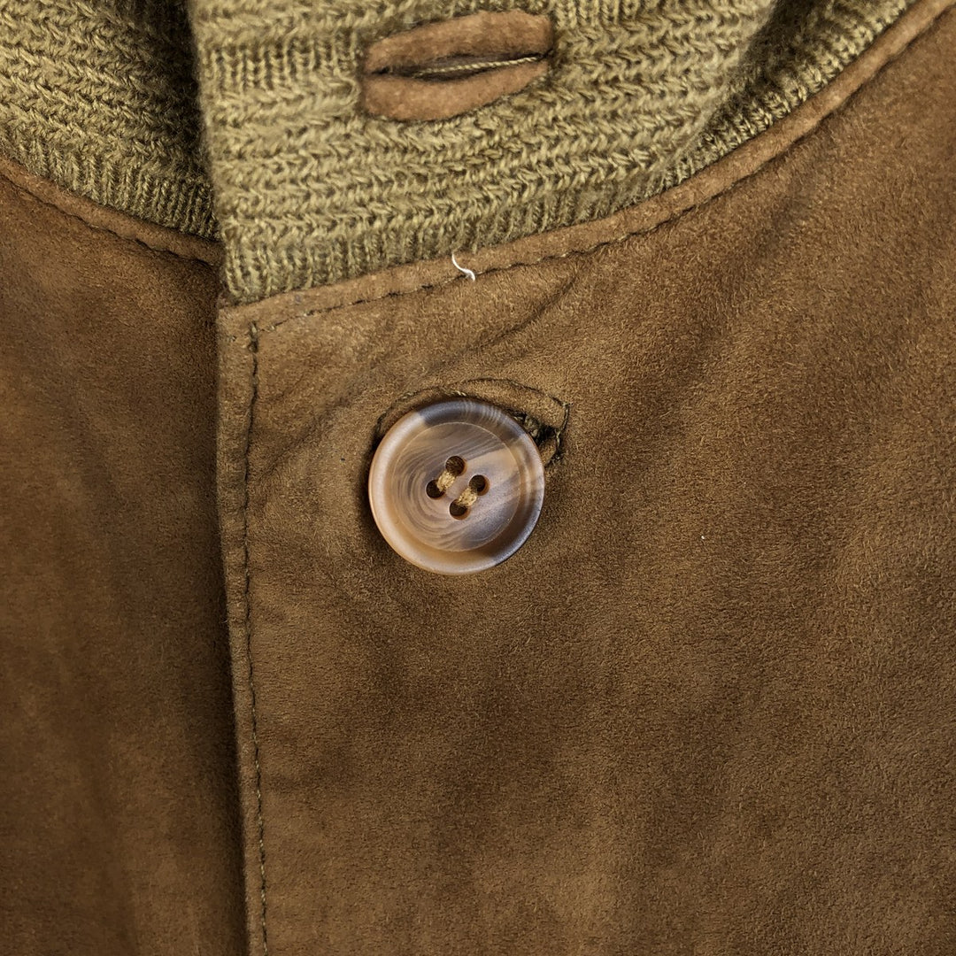 itallo suede leather blouson, men's size L genuine leather ocher yellow type Vintage Second Hand