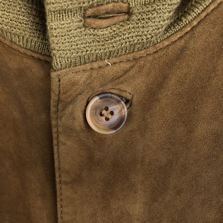 itallo suede leather blouson, men's size L genuine leather ocher yellow type Vintage Second Hand