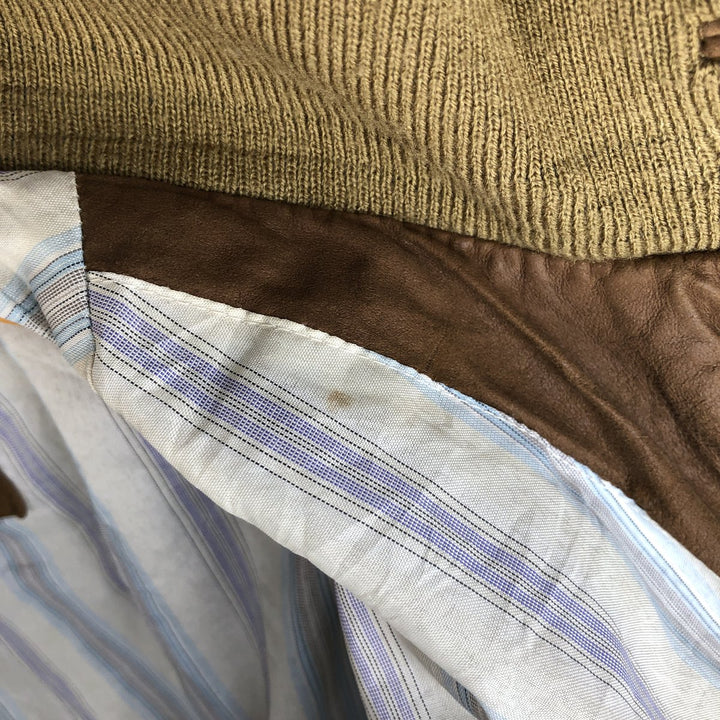 itallo suede leather blouson, men's size L genuine leather ocher yellow type Vintage Second Hand