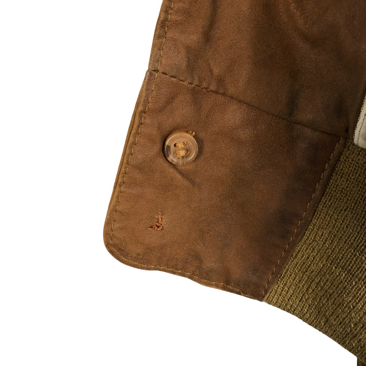 itallo suede leather blouson, men's size L genuine leather ocher yellow type Vintage Second Hand