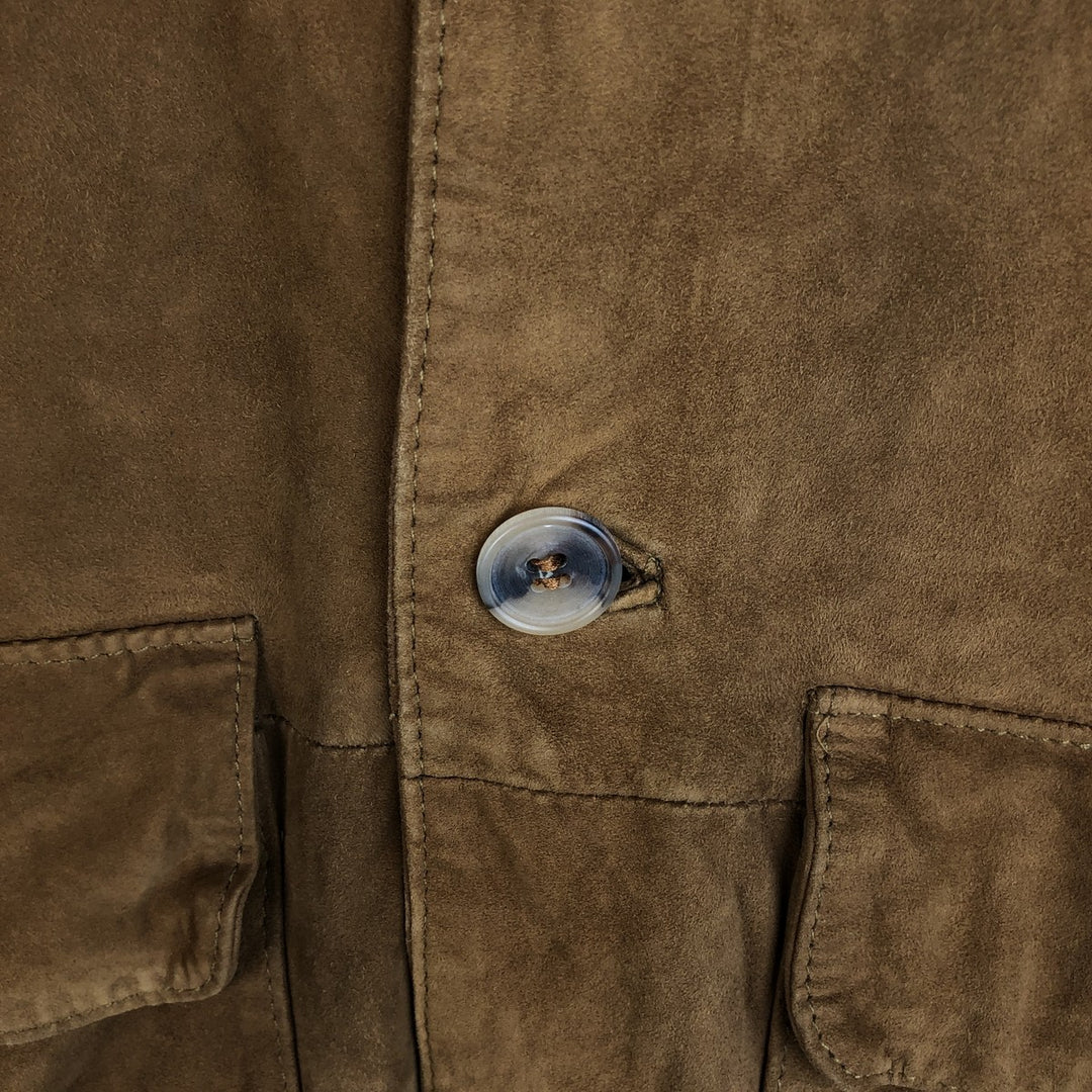 itallo suede leather blouson, men's size L genuine leather ocher yellow type Vintage Second Hand