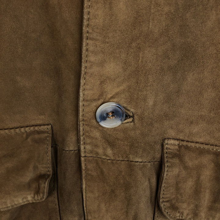 itallo suede leather blouson, men's size L genuine leather ocher yellow type Vintage Second Hand