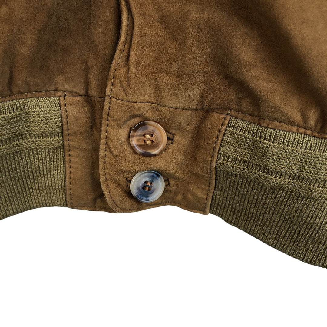 itallo suede leather blouson, men's size L genuine leather ocher yellow type Vintage Second Hand