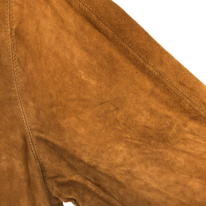 itallo suede leather blouson, men's size L genuine leather ocher yellow type Vintage Second Hand
