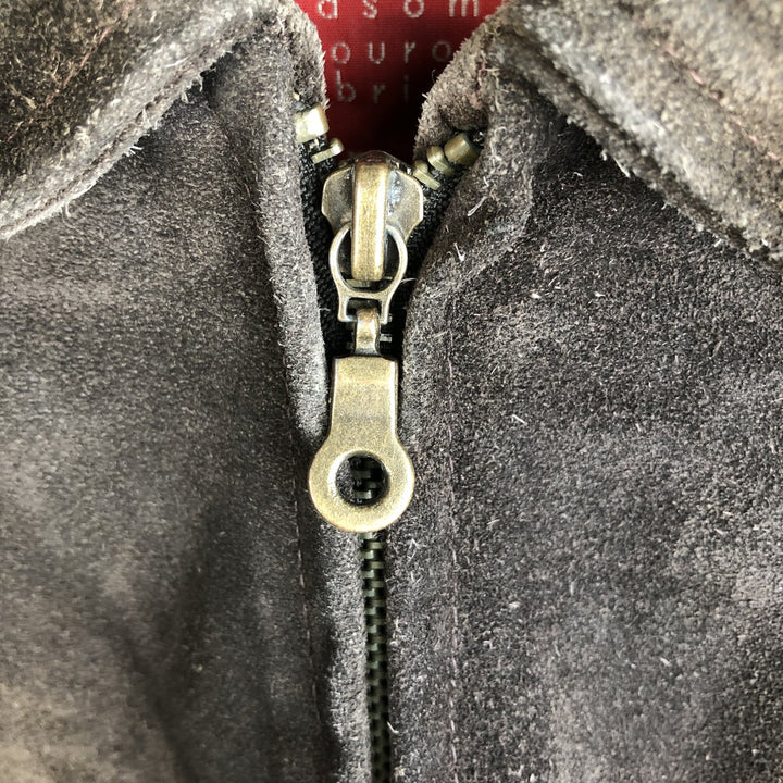 JORDAO Red Label Padded Suede Leather Jacket, Men's Size L Genuine Leather Cowhide Suede Leather brown type Vintage Second Hand