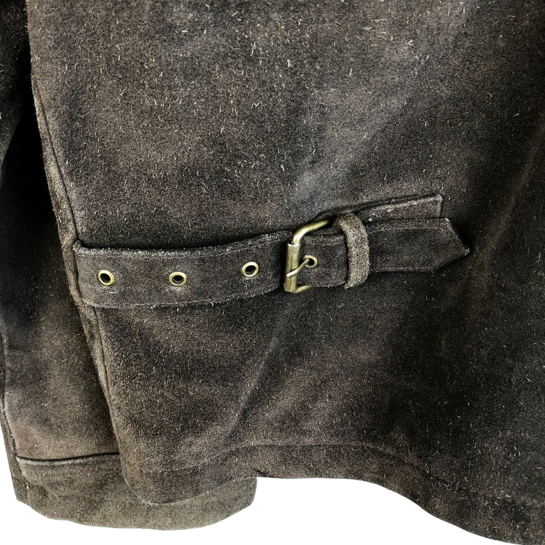 JORDAO Red Label Padded Suede Leather Jacket, Men's Size L Genuine Leather Cowhide Suede Leather brown type Vintage Second Hand