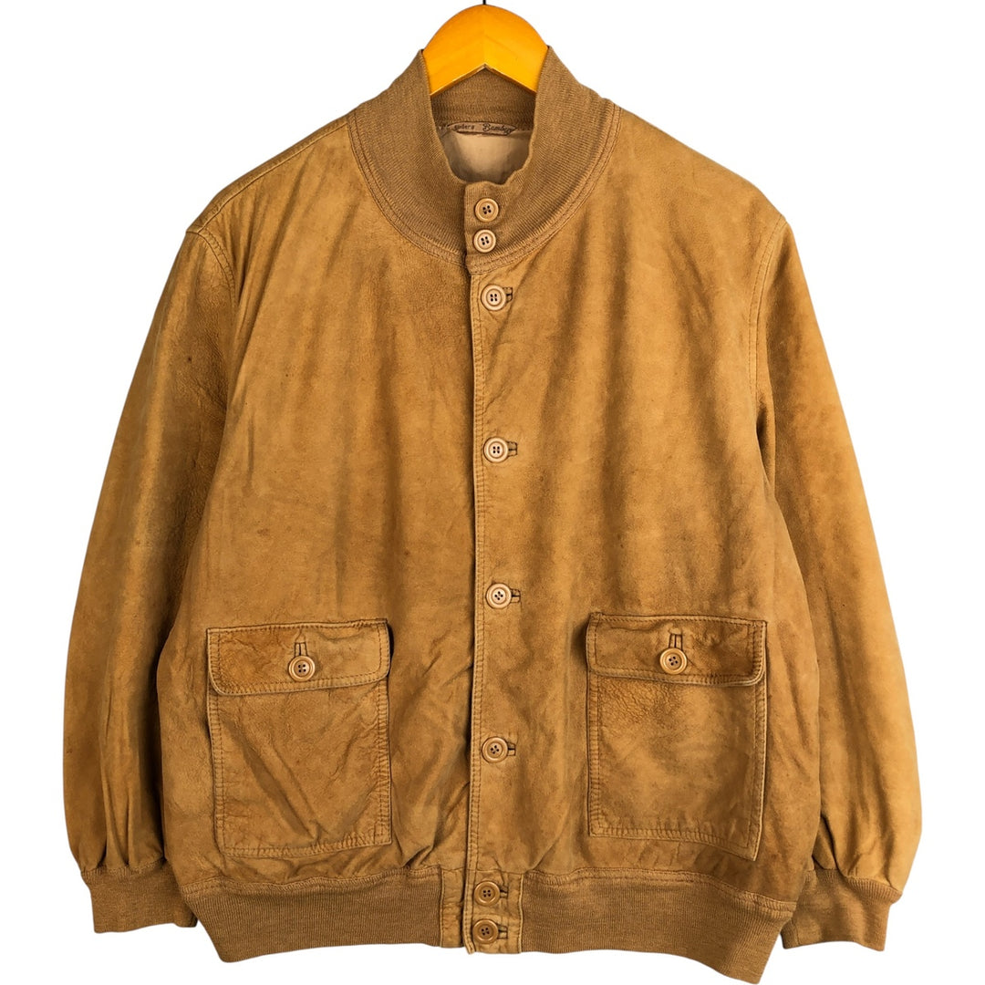 VAGRANT ITALIA suede leather jacket, made in Italy, men's size L unclear yellow type Vintage Second Hand