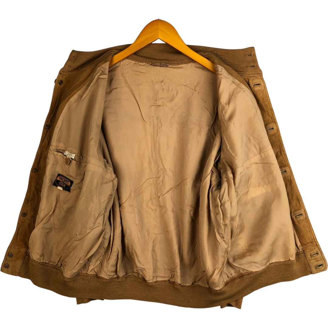 VAGRANT ITALIA suede leather jacket, made in Italy, men's size L unclear yellow type Vintage Second Hand