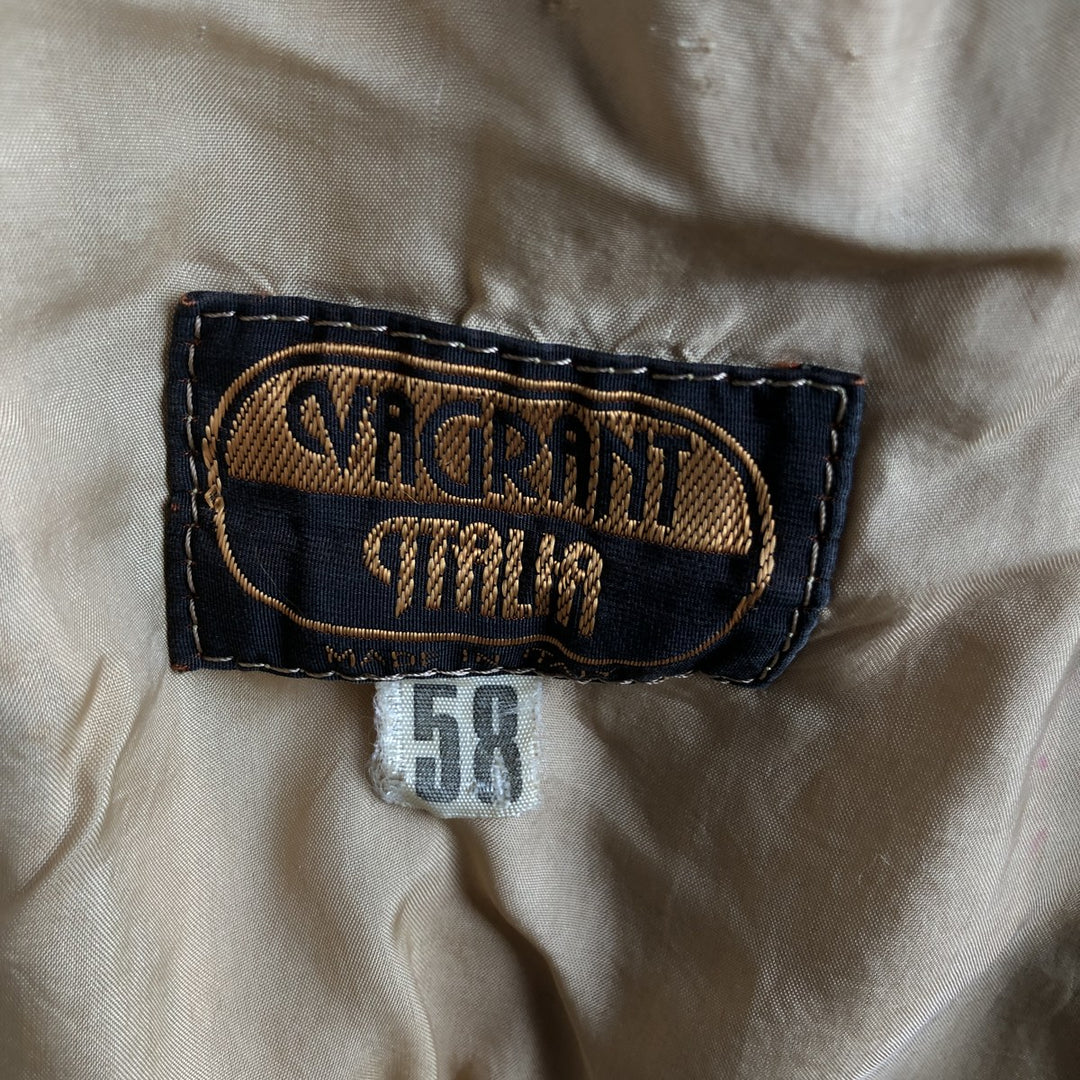 VAGRANT ITALIA suede leather jacket, made in Italy, men's size L unclear yellow type Vintage Second Hand