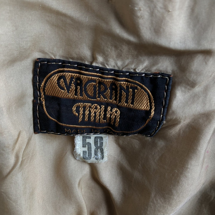 VAGRANT ITALIA suede leather jacket, made in Italy, men's size L unclear yellow type Vintage Second Hand