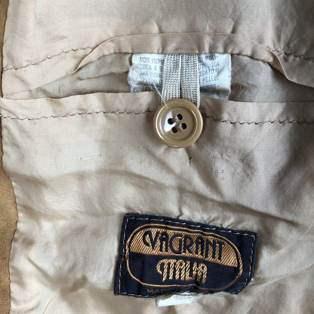 VAGRANT ITALIA suede leather jacket, made in Italy, men's size L unclear yellow type Vintage Second Hand