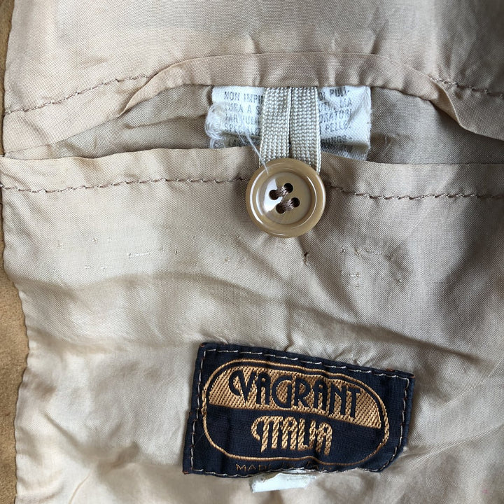 VAGRANT ITALIA suede leather jacket, made in Italy, men's size L unclear yellow type Vintage Second Hand