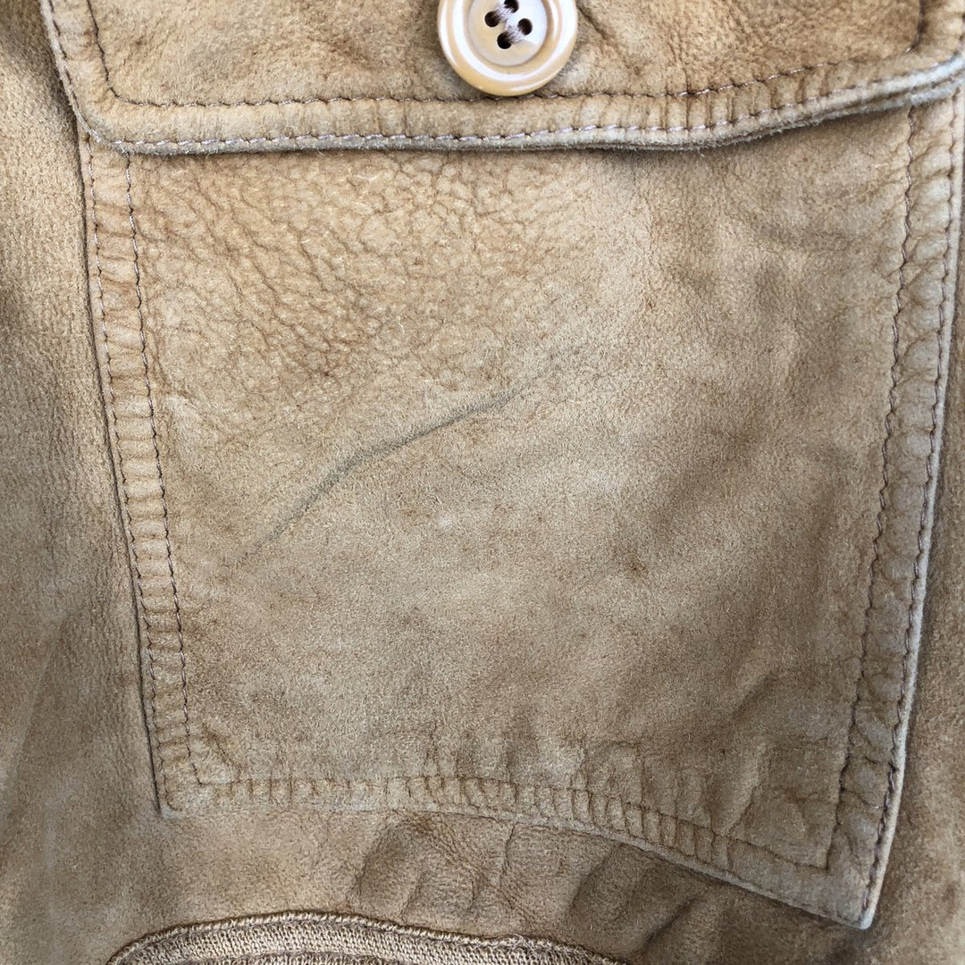 VAGRANT ITALIA suede leather jacket, made in Italy, men's size L unclear yellow type Vintage Second Hand
