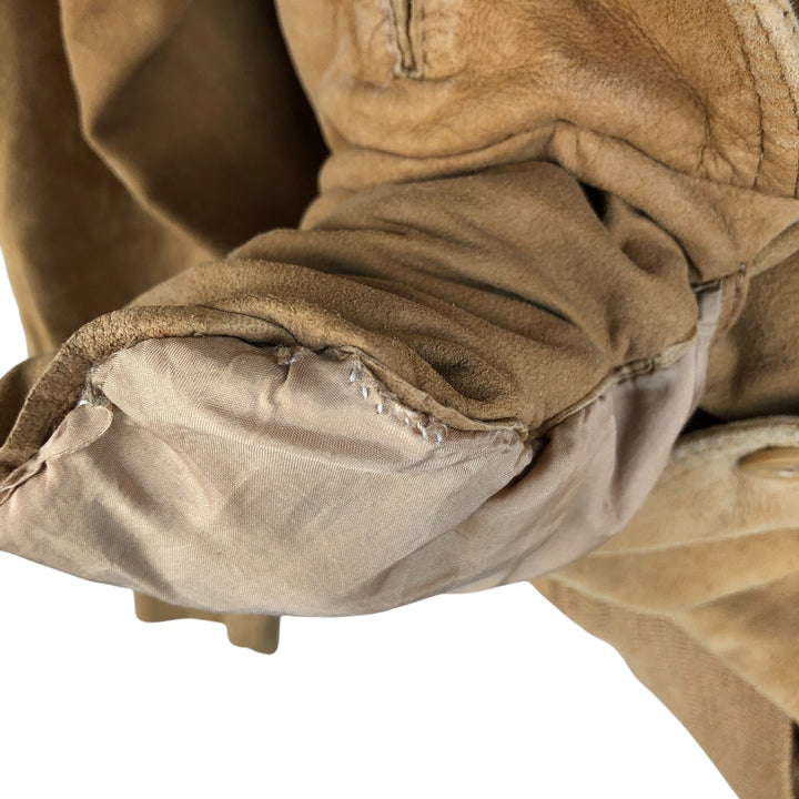 VAGRANT ITALIA suede leather jacket, made in Italy, men's size L unclear yellow type Vintage Second Hand