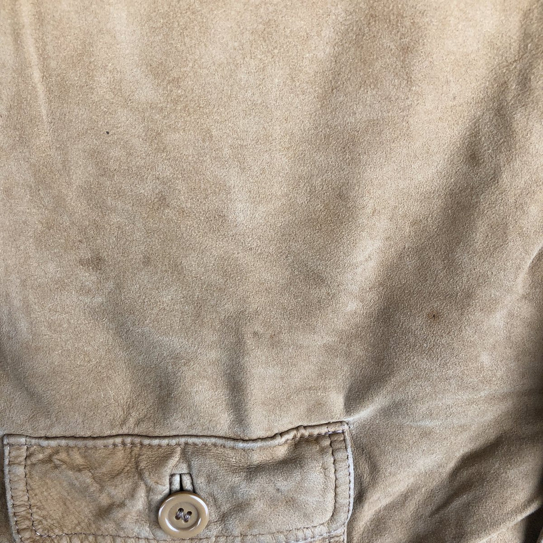 VAGRANT ITALIA suede leather jacket, made in Italy, men's size L unclear yellow type Vintage Second Hand