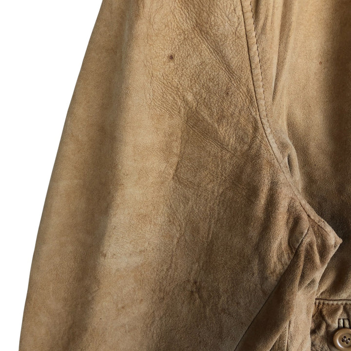 VAGRANT ITALIA suede leather jacket, made in Italy, men's size L unclear yellow type Vintage Second Hand