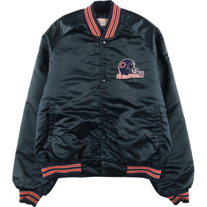 Vintage 1980'S Chicago Bears Chalk Line Padded Nylon Stadium Jacket, Men's Size Medium unclear navy blue type Vintage Second Hand