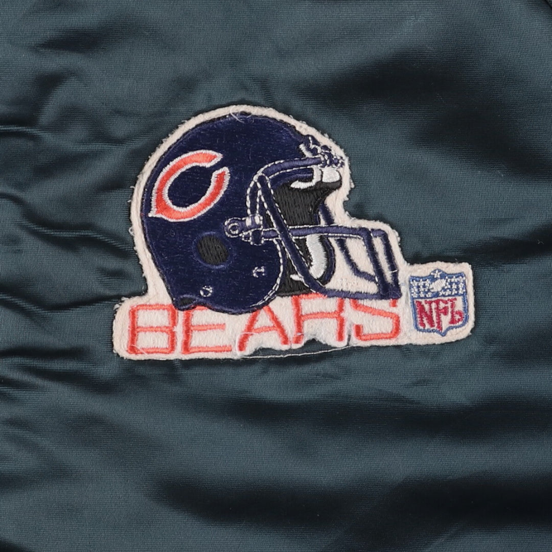 Vintage 1980'S Chicago Bears Chalk Line Padded Nylon Stadium Jacket, Men's Size Medium unclear navy blue type Vintage Second Hand