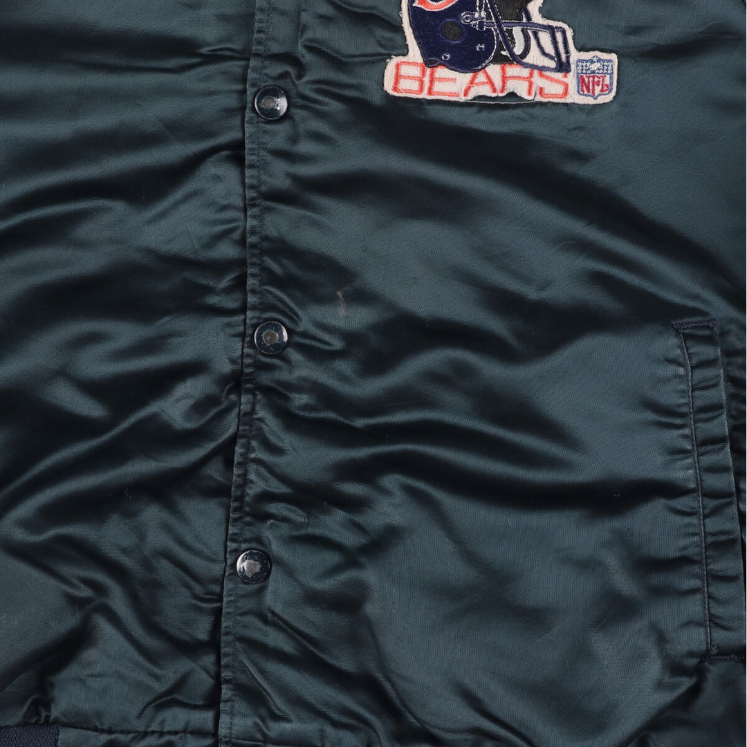 Vintage 1980'S Chicago Bears Chalk Line Padded Nylon Stadium Jacket, Men's Size Medium unclear navy blue type Vintage Second Hand