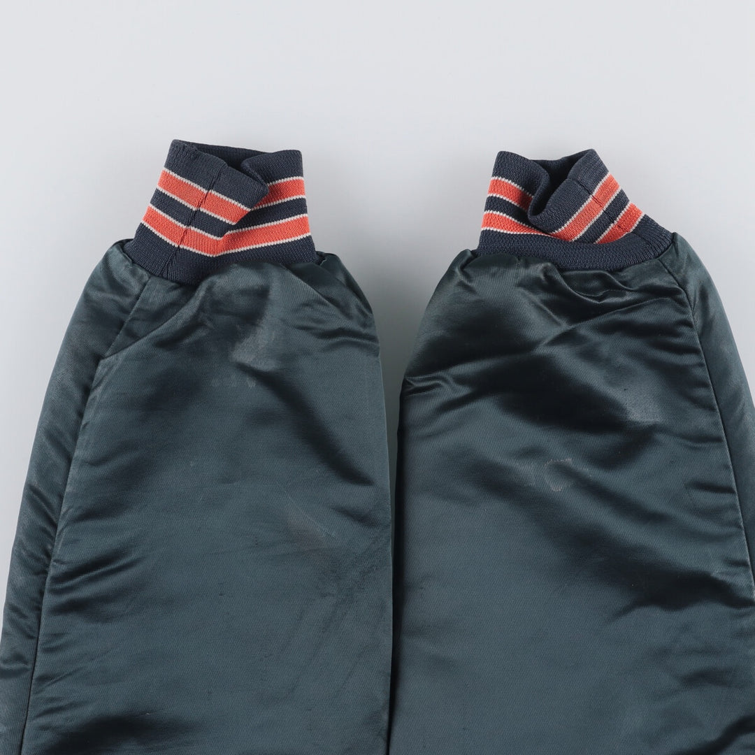 Vintage 1980'S Chicago Bears Chalk Line Padded Nylon Stadium Jacket, Men's Size Medium unclear navy blue type Vintage Second Hand