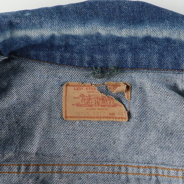 90'S Levi's 70505-0217 Denim Jacket, Made in USA, Men's Size XL, Vintage cotton blue type Vintage Second Hand